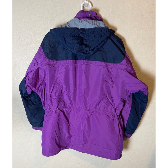 Vintage Columbia Sportswear Jacket Purple/Black Hooded Rain Windbreaker Large - Picture 1 of 10